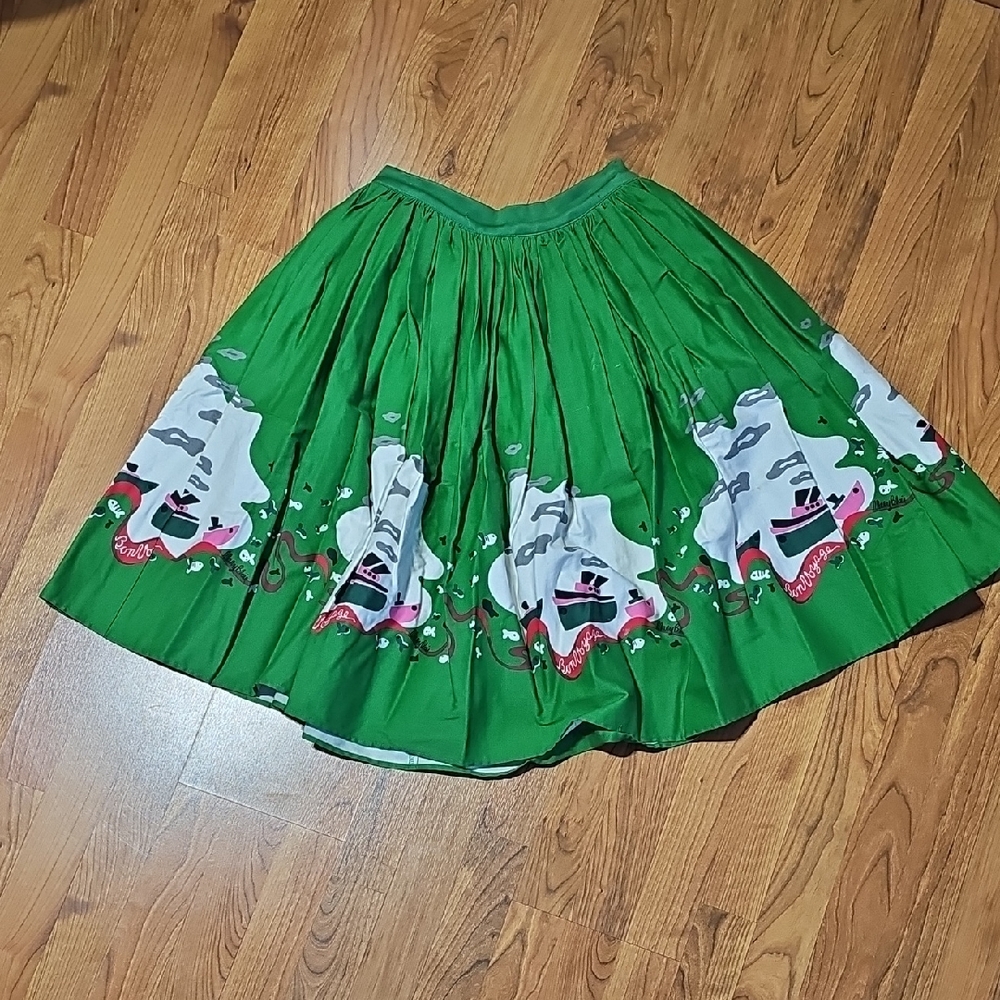 Pinup Couture Green Swing Skirt with  Tug Boats